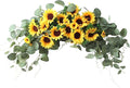 Artificial Sunflower Swag,Handmade Floral Garland Decorative Swag with Green Leaves,Handmade Floral Wreath Decorative Sunflower Wreath,Hanging Arch Garland