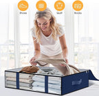 StorageRight Under Bed Storage Bags 8 Pack, 40L Large Clothes & Comforter Storage Containers with Clear Window, Breathable Fabric Organizer for Blankets, Bedding, Seasonal Clothing, Blue