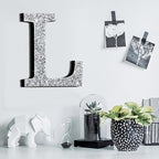 Qunclay 12'' Silver Crystal Diamond Bling Letters Crushed Diamond Decoration Wooden Glitter Letter with Screw and Hooks Rhinestone Gift for Wedding Y2k Mcbling Bedroom Wall Decor (Letter L)
