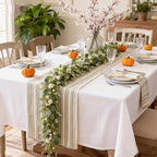 70-inch Summer Garland Green Eucalyptus Leaves with White Fruits Thorns Garland Spring Summer Vine for Front Door Fireplace Dining Table Home Decor, Wedding Arch Party Festival Decor