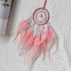Car Dream Catcher for Rearview Mirror, Hanging Charm, Lucky Ornament Pendant, Interior Accessory (Pink)