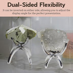 My Shelfie - Modern Silver Claw Rock Display Stand, Crystal Holder with Invertable Design, Crystal Display Holds Crystals From 2-3 Inches, Handmade Aluminum Rock Stands for Display, Small