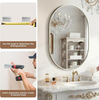 Brushed Nickel Mirror, 22"x30" Oval Bathroom Mirror, Oval Mirror with Brushed Metal Frame, Wall Mount Mirrors Decor for Bathroom, Bedroom, Entryway (Hangs Horizontally or Vertically)