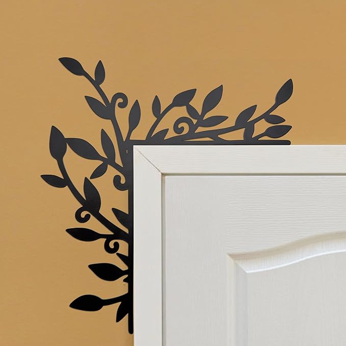 Urbraneco Floral Window and Door Corner Accent Leaf Corner Topper Decor Metal Hanging Decor for Door Corner