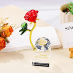 YWHL 25th Wedding Anniversary Rose Gifts for Couples, 25 Years Happy Anniversary Crystal Gift for Wife Husband, Crystal Rose Figurine with Silver Diamond, Romantic Valentines Day Present for Her Him