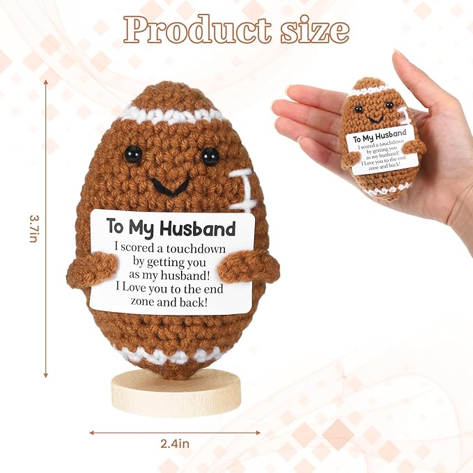 Birthday Gifts for Husband from Wife, Handmade Crochet Football Doll Gifts for Husband,Cool Wedding Anniversary Present for Him, Cute Emotional Present for Husband