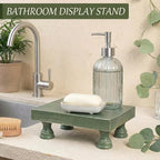 EOSAHR Pine Wood Riser Display Stand for Coffee Table – Stylish Pedestal Stand to Showcase Your Bathroom Accessories – Farmhouse Home Decor for Displaying Plant, Cupcakes and Soap Dish (Green)