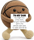 Son Gifts from Mom Dad,Graduation Gift for Him Son 2026,Inspirational Crochet Basketball Desk Decor,Year Old Boy Birthday Gifts for Adult Step Bonus Son in Law, Motivational Sports Shelf Sitter