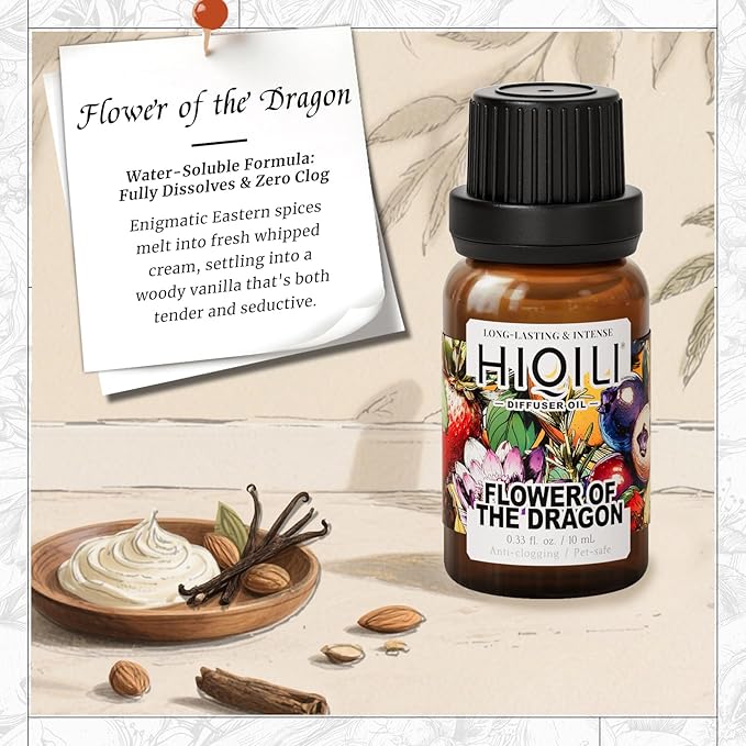 HIQILI Flower of The Dragon Diffuser Oil, Long-Lasting Refill for Humidifiers & Reed Diffusers, Hotel-Grade Scent, Suitable for Home Use - 0.34 Fl Oz