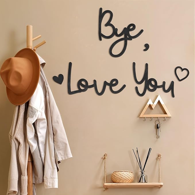 Dripykiaa Love You Bye Wood Sign Home Decor Boho Decor Wall Decor Express Love and Warm for Your Family Lovers Wall Art Gift Hallway Entryway Door Valentine Decorations for Home