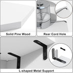 Alsonerbay Corner Wall Shelf Set of 3 Corner Shelf Wall Mount, Solid Wood Corner Floating Shelves with Cable Hole for TV Accessories, Speaker, Game Console for Bedroom, Living Room, Bathroom White