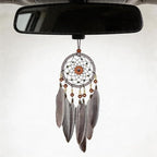 Dream Catchers for Cars Rear View Mirror, Small Feather Dream Catcher Wall Hanging Car Deco Car Charm Ornament (3.1 Grey)