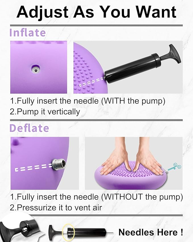 Tumaz Wobble Cushion - Wiggle Seat to Improve Sitting Posture & Stay Focused for Sensory Kids, Balance Disc to Core Strength & Flexible Seating [Extra Thick Balance Board, Pump Included Wobble Board]
