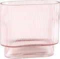 Ribbed Glass Vase, Pink Glass Vase, Fluted Short Vases for Flowers, Modern Vases for Living Room, Dining Room, Bathroom, Desk, Shelf, Wedding, Office, 7 Inches