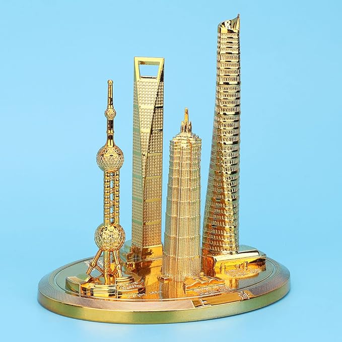 Keenso Shanghai Building Collection Model Reflective Bronze and Gold Vintage Trend Friends Big (Gold-Small)