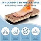 Cork Ankle Balance Board & Foot Strengthener – Extra-Wide Wooden Single Leg Stability Trainer for Arch Comfort, Mobility & Recovery – Adjustable Rocker System (Natural Cork Edition)