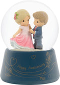 Precious Moments 252103 You Make Life Beautiful Anniversary Musical Figurine with Glass Globe, Romantic Dancing Couple Snow Globe, Plays Let Me Call You Sweetheart