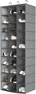 Libeder Hanging Closet Organizers - 30 Section Shoe Shelves, Space Saving Shoe Holder Grey