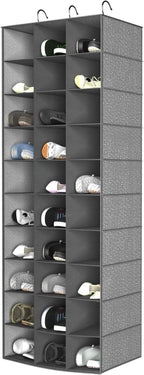 Libeder Hanging Closet Organizers - 30 Section Shoe Shelves, Space Saving Shoe Holder Grey