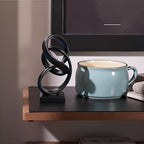 10" Modern Abstract Ribbon Decorative Sculpture, Knot Sculptures,Home Decor,Coffee Table Statues,Dining Living Room Desk Decor（Black）