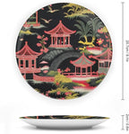 Chinoiserie Charcoal Coral Pagoda Asian China Plates of 6", 7", 9", 10", Customize Blue And White Plates, Office Festival Decorations Table, with Display Stand And Hook Up