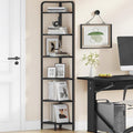 Hzuaneri Corner Shelf Stand, Corner Bookshelf, Plant Shelf, Corner Display Rack, Standing Shelf with Metal Frame for Living Room, Bathroom, Kitchen, Industrial Style, 6 Tier Black CS06604B