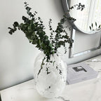 White Glass Vase, Large Glass Vase for Flowers, Modern Flower Vases, Tall Floor Vases for Living Room, Dining Table, Mantle, Shelf, Wedding, Office, 10 Inches
