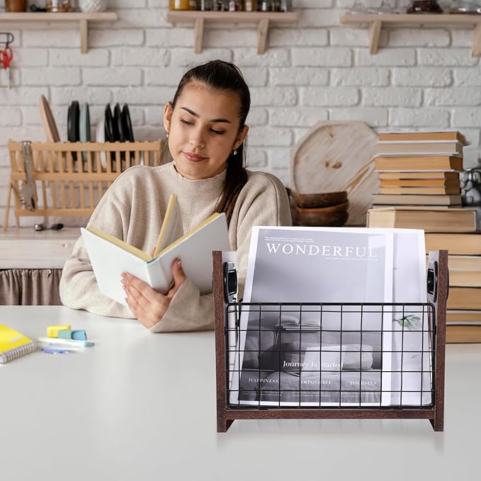 SynHHergyx Magazine Holder Magazine Book Holder Slim Magazine Rack Floor Magazine File Holder Storage Basket Folder Organizer Bin for Letters, Magazines, Books, Newspapers
