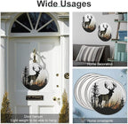 Wall Picture, with Deer Silhouette Printed Circular Iron Hanging Picture,Wall Art Decor,Home for Bedroom Living Room Bathroom Decor,Iron Painting 11.8X11.8 in