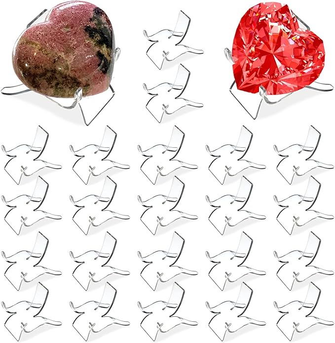 (24 PCS）Display Stand,Acrylic Rock Display stands,Clear Display Easel Stands Pedestal for Crystal Geodes Rock Mineral Agate Fossil Coral crystal/gemstone Small Collectibles Display Stands (Small)