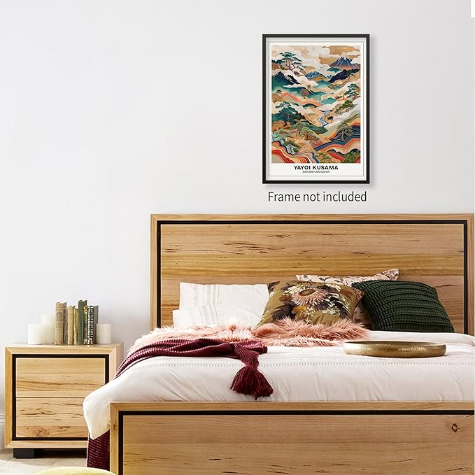 Vintage Yayoi Kusama Grasslands Posters Japanese Wall Art Yayoi Kusama Abstract Landscape Canvas Print for Stylish Room Bedroom Living Room Gallery Decor 20x30in Unframed