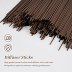 130pcs Reed Diffuser Sticks-10inch Brown Fiber Sticks Reed Sticks Essential Oil Aroma Diffuser Reeds Aroma Fragrance Refills(Brown10in/25cm)