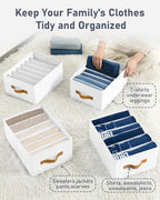 DIMJ Large Wardrobe Clothes Organizer - 4 Packs Fabric Closet Storage Organizer with Handles, Foldable Closet Organizers Dividers for Clothing Jeans Pants Sweater T-shirt