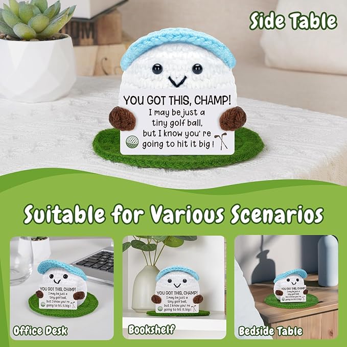 Golf Gifts, Positive Crochet Funny Golfers Presents for Women, Emotional Help Handmade Knitted Golf Themed Doll, Funny Gag Gifts for Golfers