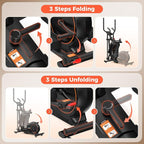 YOSUDA Compact Elliptical Machine Only 2 sq ft, 15IN Stride Foldable Elliptical for Home, Folding Elliptical Exercise Machine, Elliptical Cross Trainer with 16 Magnetic Resistance Levels