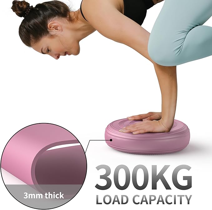 Inflated Wobble Cushion,Circular Non-slip Texture for Comfortable Sitting,Extra Thick Dyna Disc with Pump for Core Strength,Wiggle Seat to Improve Posture,Fitness,660lb Load Capacity