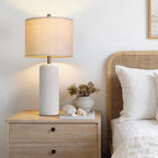 PoKat 27.5'' Tall Table Lamps for Living Room Set of 2, Stone-Like Ceramic Bedroom Lamps for Night Stands, Farmhouse Bedside Lamps for Bedroom Living Room, Nightstand Lamps for End Table, Hallway