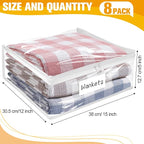 Kikerike Plastic Storage Bags with Easy-Glide Zipper, Pack of 8, Durable Clear Vinyl Zippered Storage Bags for Clothes Sweaters Comforters Blankets Sheets Bedding (15 x 12 x 5 Inch)