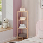 Wisuce Corner Shelf, 100% Real Bamboo Shower Corner Shelves Free Standing Shelf Storage Organizer for Bathroom Living Room Kitchen (Natural, 4 Tier)