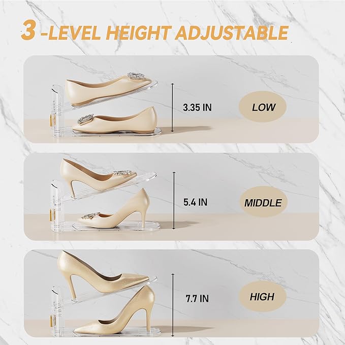 Shoe Slots Organizer for Closet, Shoe Stacker Organizer Double Layer Stack Shoe Rack, Shoe Display Shelf 50% Space Saver Storage Holder for Closet, 20PACK