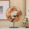 WELLAND Round Cedar Wood Sculpture 13.77" W x 13.77" D x 14" H, Irregular Shape Decor for Living Room, Bedroom, Home Office