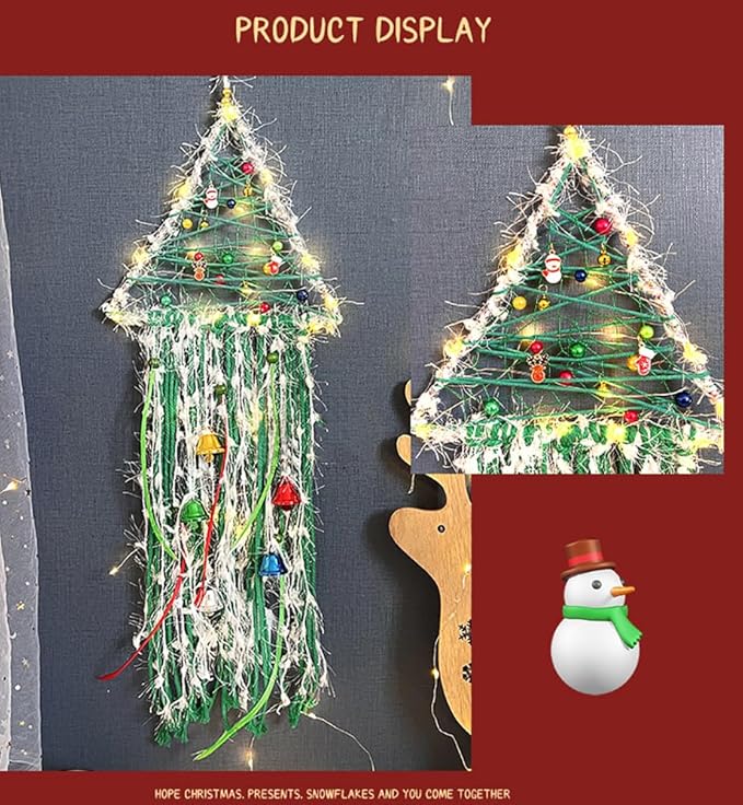 Christmas Tree Dream Catcher with Lights Handmade Christmas Dreamcatcher Hanging Decoration Home Wall Decoration Craft Ornament