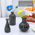 Brajttt Black Flower Vase Set, Glass Bud Vase in Bulk Set of 8,Artistic and Cultural Flavor Mini Vases for Home Office Decor, Bedroom, Office, Living Room Decorations,Wedding