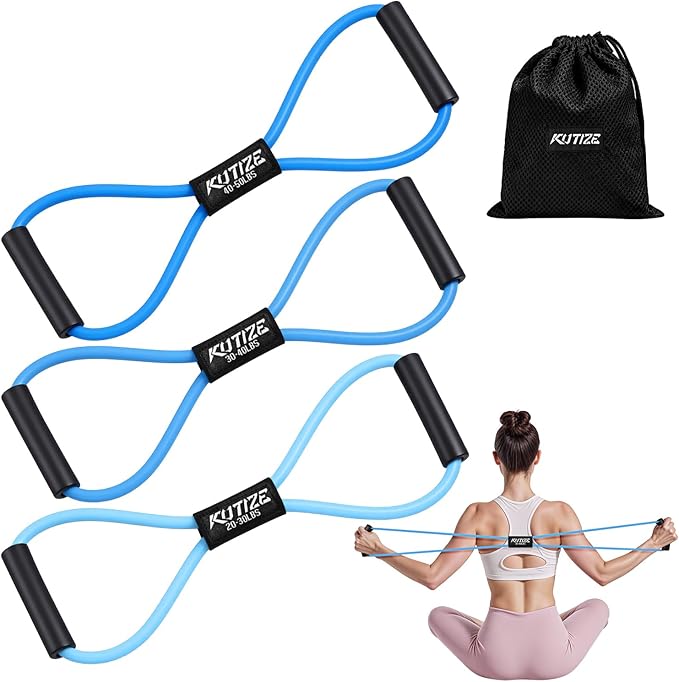 Figure 8 Resistance Bands for Women Men, Exercise Bands with Handles, 8 Shaped Resistance Bands for Back, Arm, Chest & Shoulder Workout, Home Gym Equipment for Yoga, Pilates, Physical Therapy
