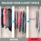 Meetall 4Pack Hanging Vacuum Storage Bag Reusable Space Saver Compressed Bag with Hangers.2pcs in 26.3x35.4inch(67x90cm) and 2pcs in 26.3x43.3inch (67x110cm).Work with Any Vacuum Cleaner.