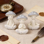 3 Pcs Mushroom Decor Figurines - Meditation Decor Statues for Living Room, Bedroom, Office - Resin Sculptures for Mindfulness Enthusiasts Home Decor Lovers Nature Lovers (Grayish White)
