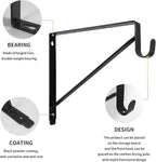 4 Pack Heavy Duty Closet Shelf & Rod Brackets,Closet Rod Bracket,Shelf Brackets Clothes,Closet Shelves Bracket with Rod Shelving Support,with Screws Black