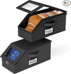 AOODA 2 PCS Stackable Hat Storage for Baseball Caps, Holds up to 24 Caps Hat Organizer for Closet, Sturdy Snapback Boxes for Men with Cardboard (Pure Black)