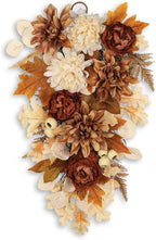 23.6 Inch Fall swags for Front Door Outside Autumn sway with Dahlia, Chrysanthemum, Rose, Berries & Leaves – Fall Door sway for Outdoor sways Indoor Thanksgiving Decor Champagne and Brown