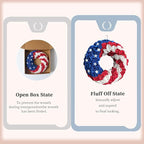 14 Inch Patriotic Roses Handcrafted Wreath, Artificial 4th of July Soft Touch Silk Roses and Metal Stars Wreath for Front Door, Memorial Day for Indoor and Outdoor